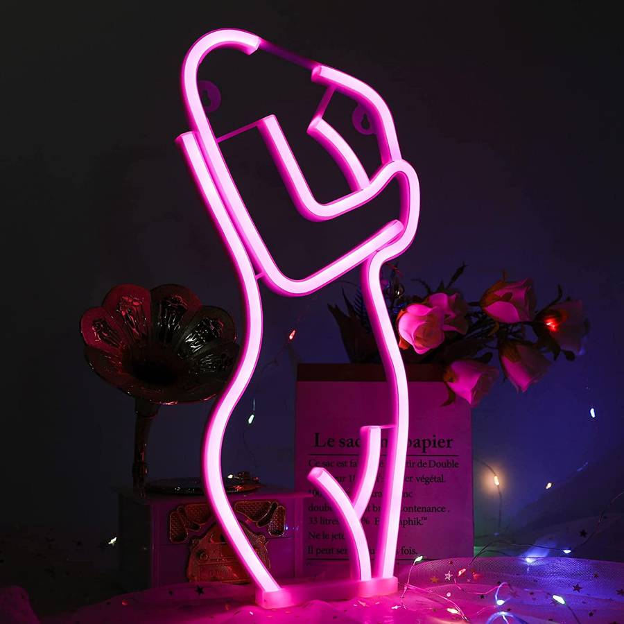FA-A62 Lady's Front Silhouette Neon Sign Lamp USB And Battery Operated