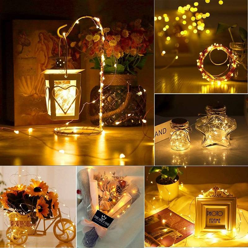 ZYF-91 Copper Wire  Battery Operated Fairy Light Warm White 10M
