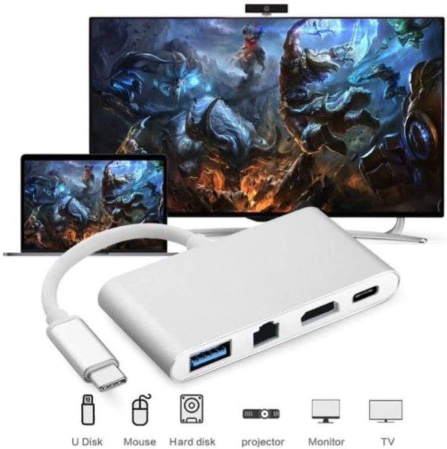 SE-L72 Type C To USB RJ45 HDMI &amp; Type C F 4 in 1 Adapter