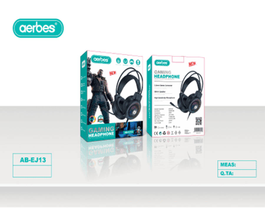 Aerbes AB-EJ13 Wired 3.5mm USB RGB Gaming Head Phone with Built In Microphone
