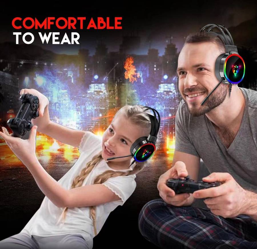 Wolulu AS-51264 USB Wired Desktop Computer Gaming Headset With Microphone