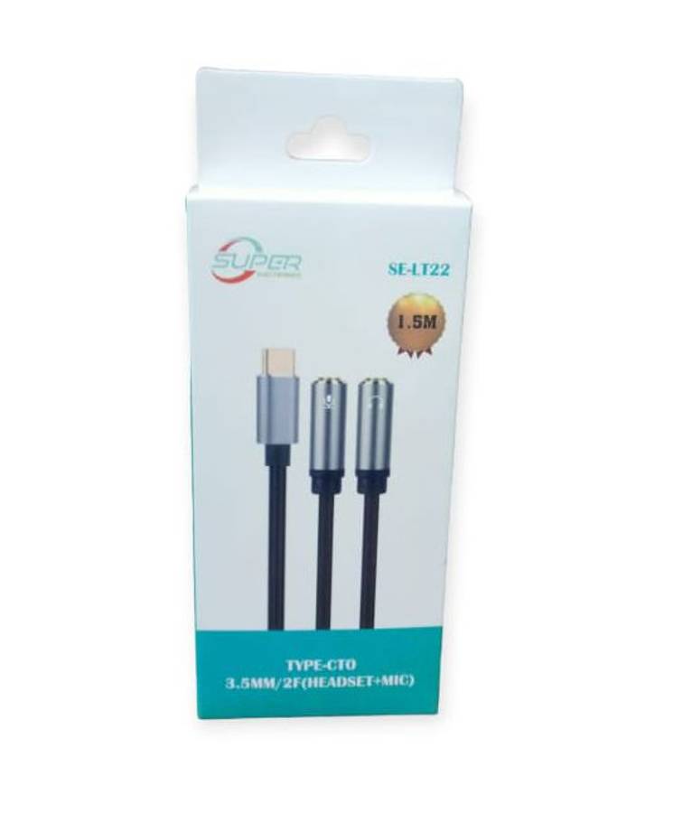 SE-LT22 TYPE-C TO Dual Female 3.5mm Headset And Mic 1.5M