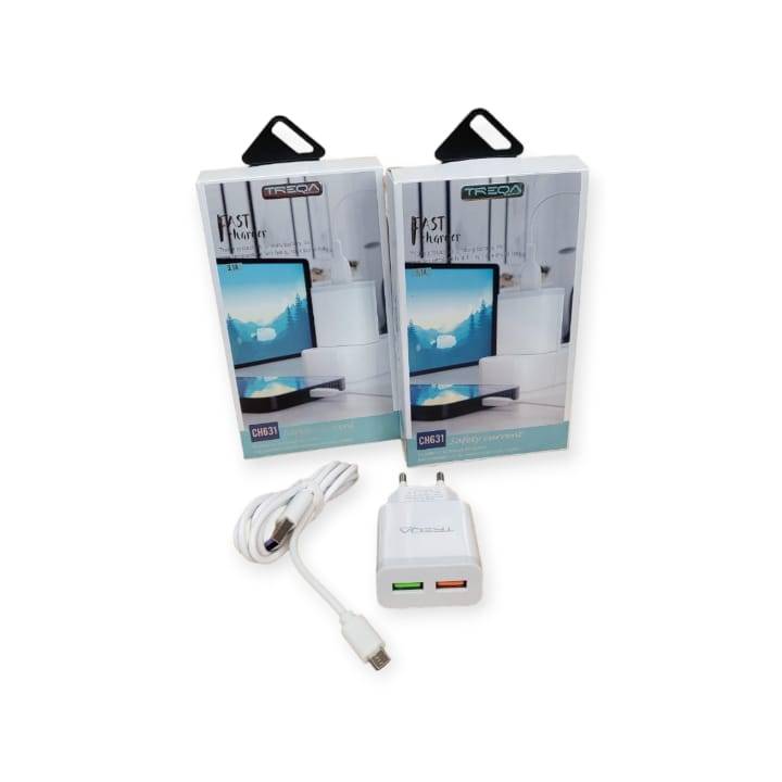 Treqa CH631 Dual USB Port Charger With Micro USB Cable