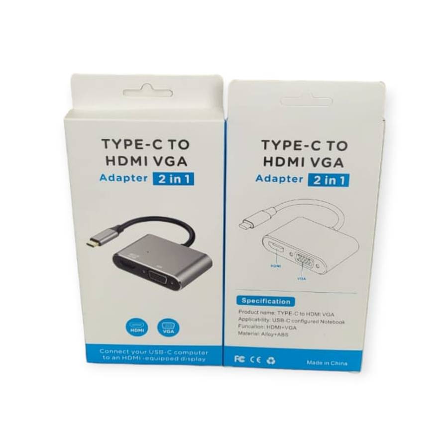 Type C Male To HDMI And VGA Female Adapter Cable