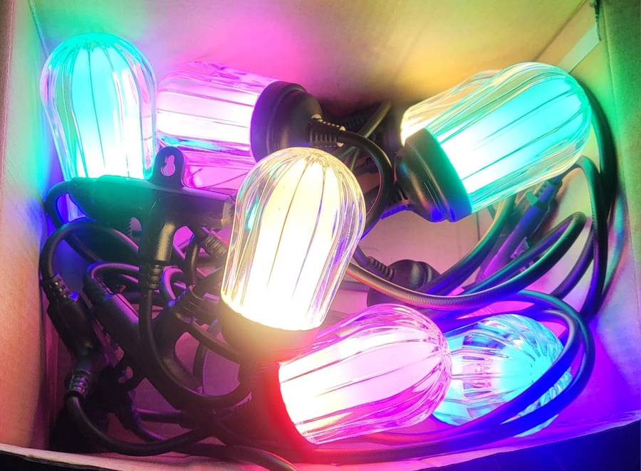 FA-801-2C  Loofah String with Hooks RGB Lights 10 Bulbs, With Extension Port 220V 5M