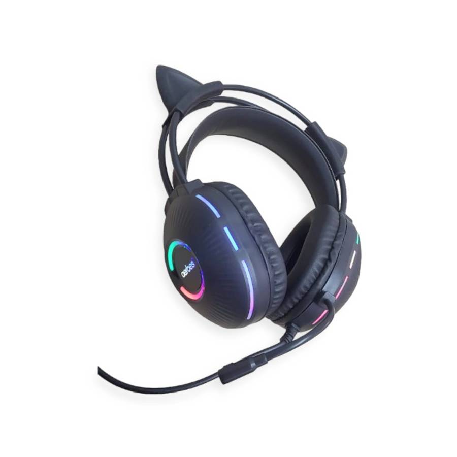 Aerbes AB-EJ11 Wired Cat Ear 3.5mm USB RGB Gaming Headphone With Built In Microphone