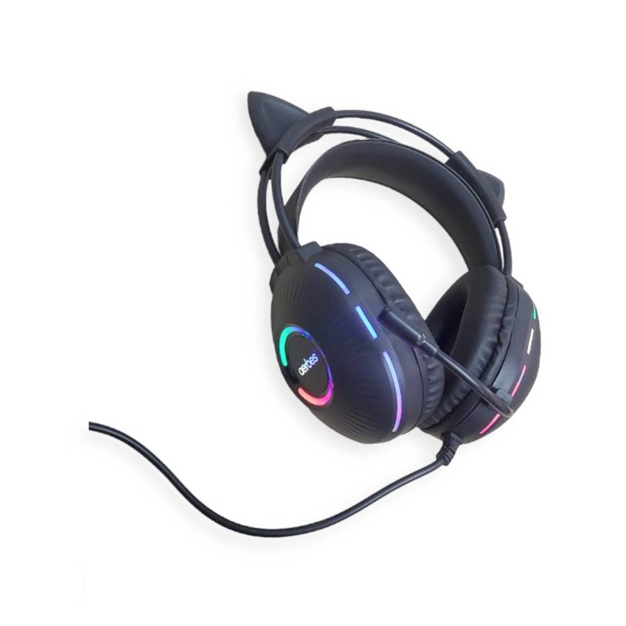 Aerbes AB-EJ11 Wired Cat Ear 3.5mm USB RGB Gaming Headphone With Built In Microphone