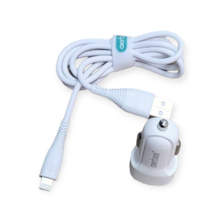 Aerbes AB-Q538i Dual USB Car Charger With iPhone Cable