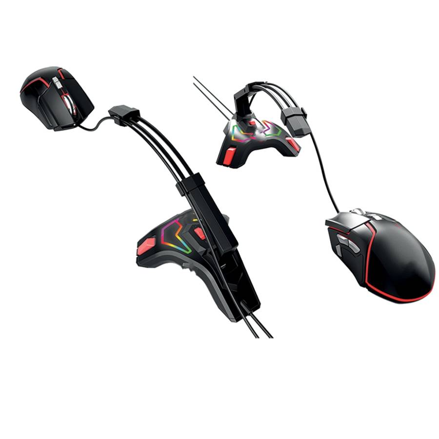 XF0689 M6 Spectrum RGB Light USB Gaming Mouse Holder Microphone