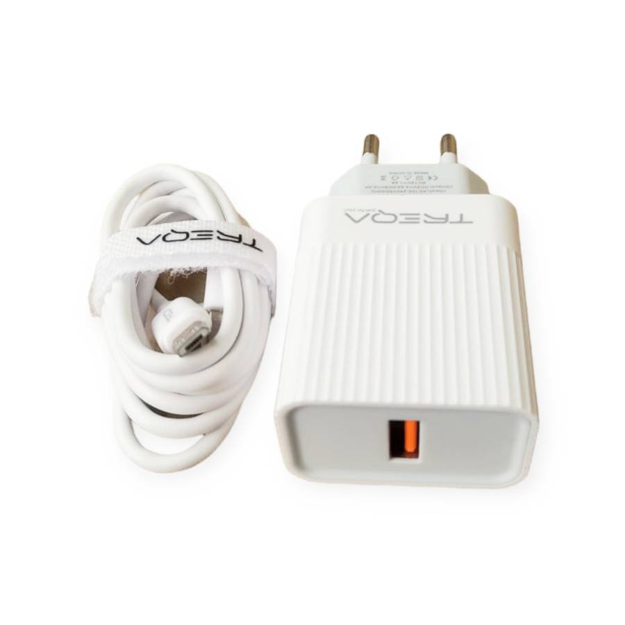 Treqa CH-632-V8 USB Wall Charger With Micro USB Cable