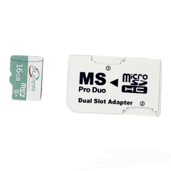Dual Micro SD Card Adapter MS Pro Duo for PSP Converter with 16gb Micro SD Card