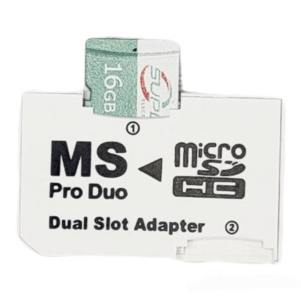 Dual Micro SD Card Adapter MS Pro Duo for PSP Converter with 16gb Micro SD Card