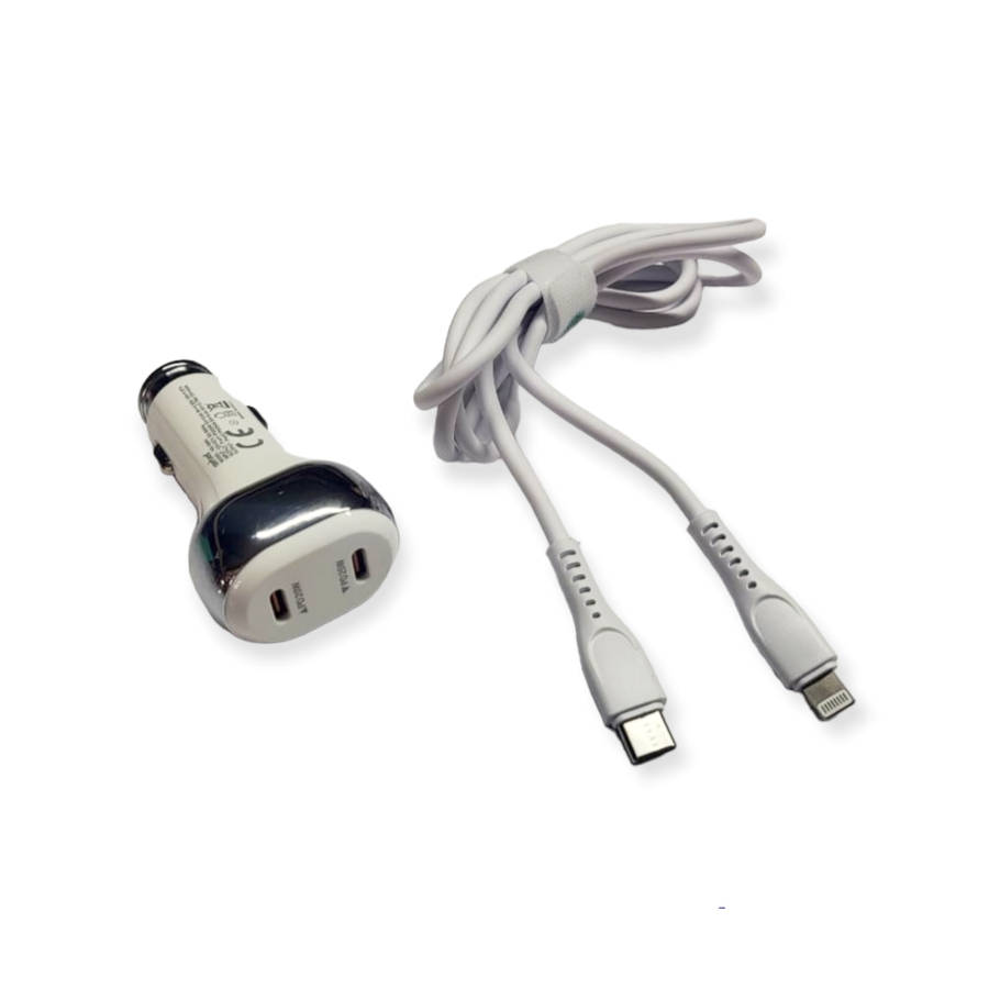 Aerbes AB-Q641 Dual PD 45W Car Charger With 1M Type C to Lightning Cable