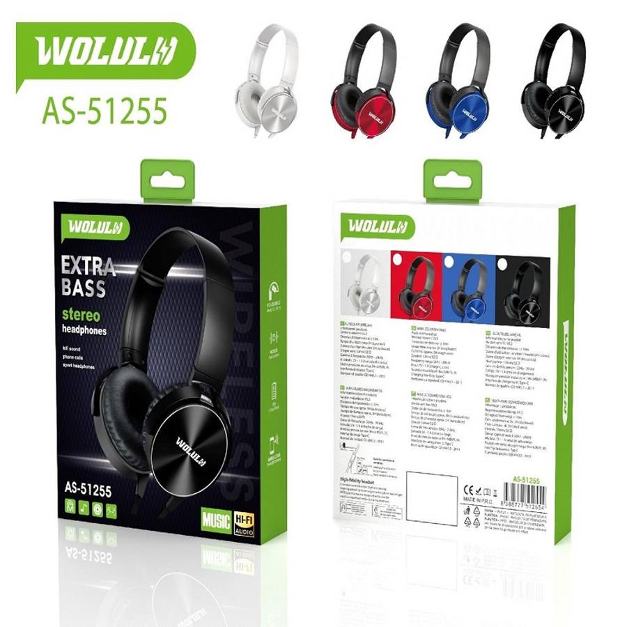 Wolulu AS-51255 Extra Bass 3.5mm Wired Headphone