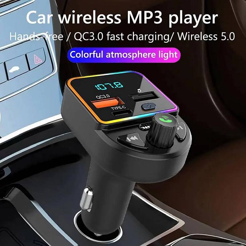 Aerbes AB-CZ05 Multifunctional Wireless Car RGB MP3 Player, FM Transmitter