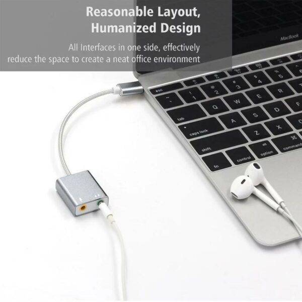 External SE-L224 USB Sound Card Type C / USB to 3.5mm Jack USB Audio Adapter