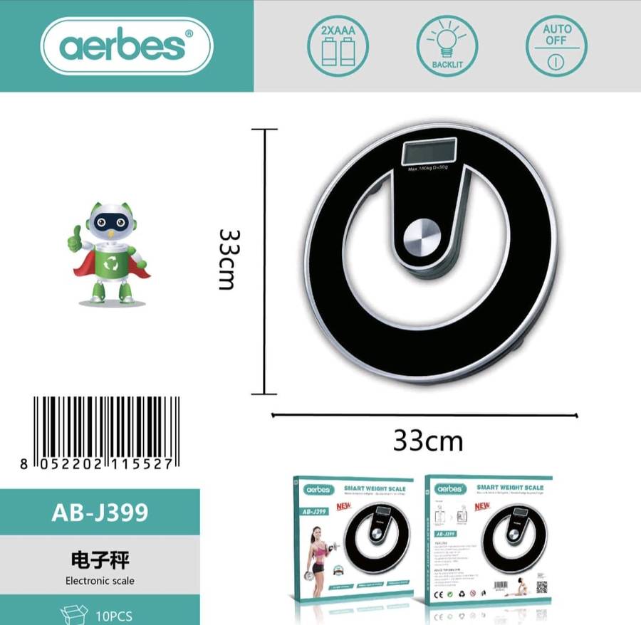 Aerbes AB-J399  LCD Smart Weight Scale With Temperature And Battery Display + Weight Memory 32"