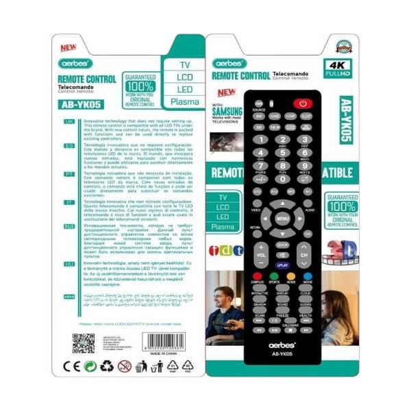 Aerbes AB-YK05 TV Remote Control Compatible With Samsung And Most TVs