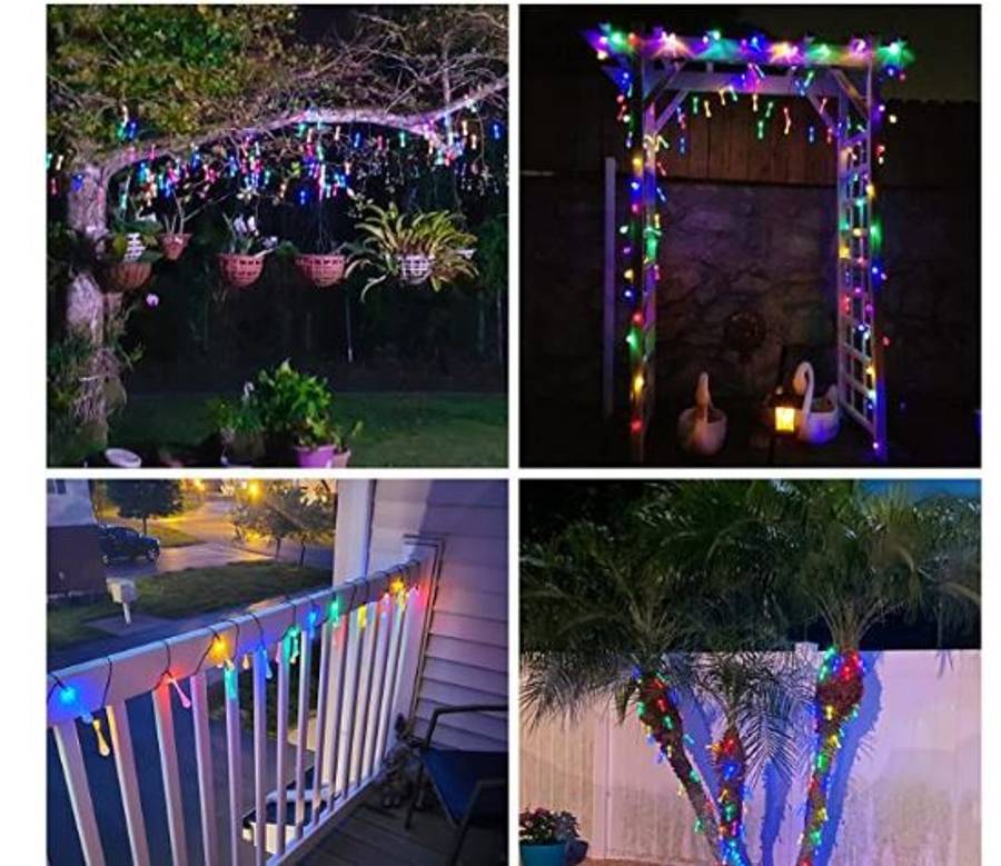 FA-LC46C Solar Powered Water Droplet Bulb Fairy String Lights RGB
