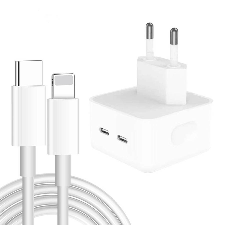 Dual PD Charger With Type C to Lightning Cable 35W