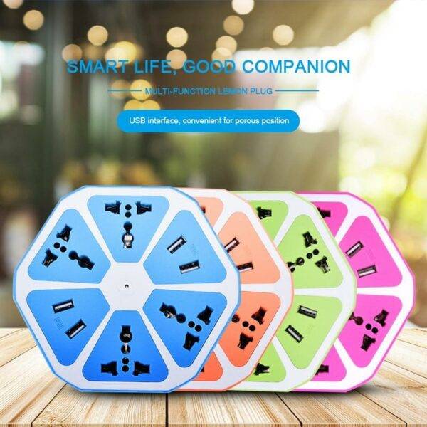 JG23192 Hexagon Power Socket with 4 USB Ports