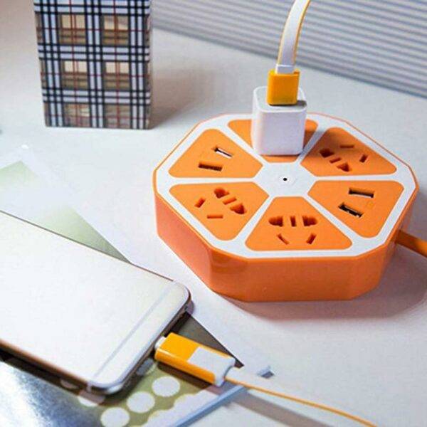 JG23192 Hexagon Power Socket with 4 USB Ports