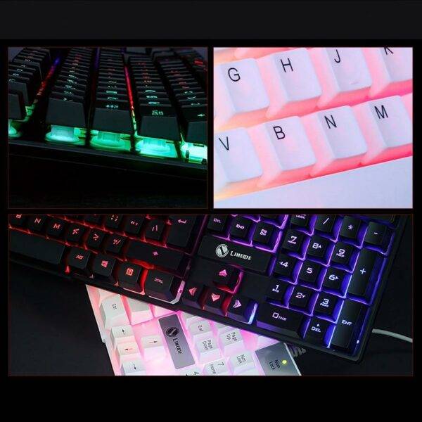 JG880 USB Wired Gaming Keyboard And Mouse Rainbow Colorful LED Illuminated Home Office