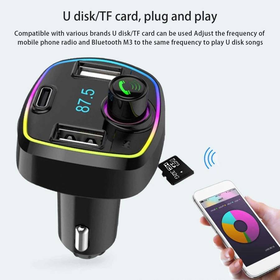 Aerbes AB-CZ01 Multifunctional Wireless RGB Car MP3 Player FM Transmitter