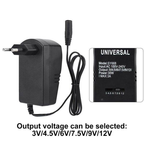 SE-P030 30W 3V-12V Adjustable Voltage Charging Power Adapter With 6 Connectors