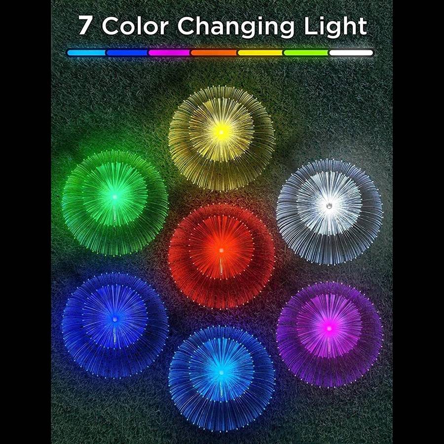 FA-LC75C Solar Powered Fibber Double Layer Jelly Fish Light 2 Pcs 7 Colour Changing
