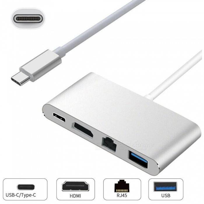 SE-L72 Type C To USB RJ45 HDMI &amp; Type C F 4 in 1 Adapter