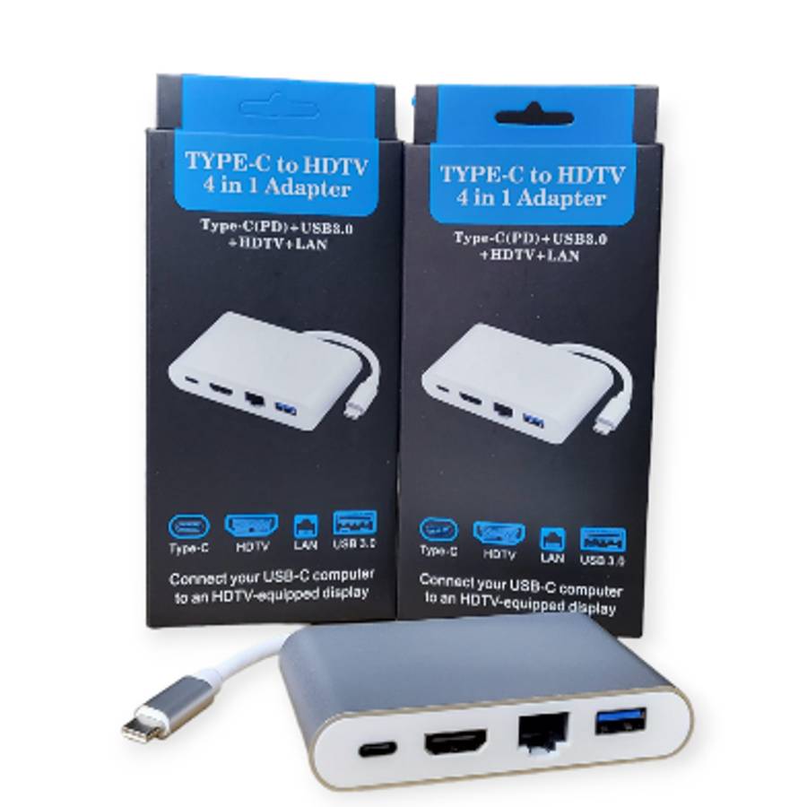 SE-L72 Type C To USB RJ45 HDMI &amp; Type C F 4 in 1 Adapter