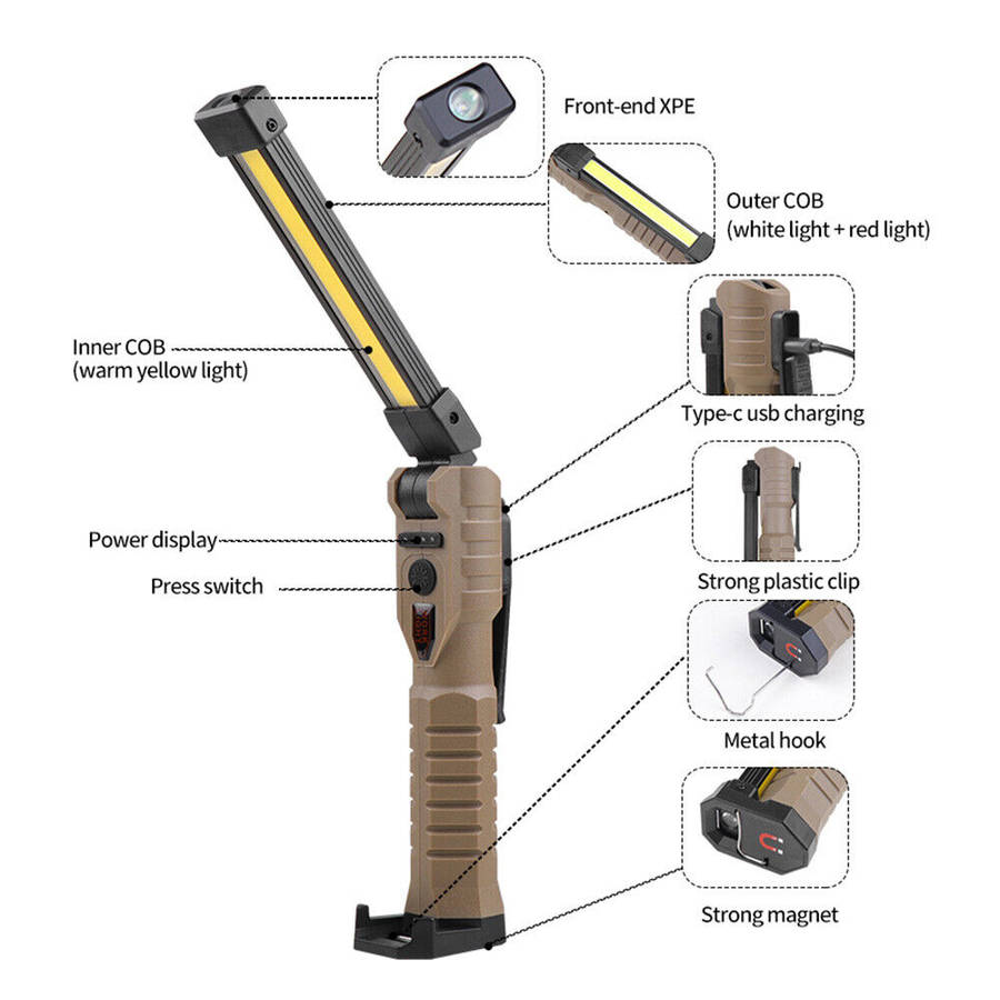 Aerbes AB-Z1135  Rechargeable Portable COB  Foldable Work Light