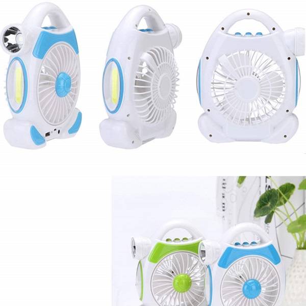 FA-1977 Rechargeable Desktop Fan With Light 2 x COB + 5W LED 2 In 1