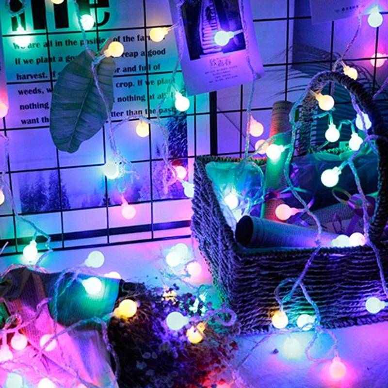 ZYF-41 Milky Ball LED Fairy String Light RGB With Tail Plug Extension 5M
