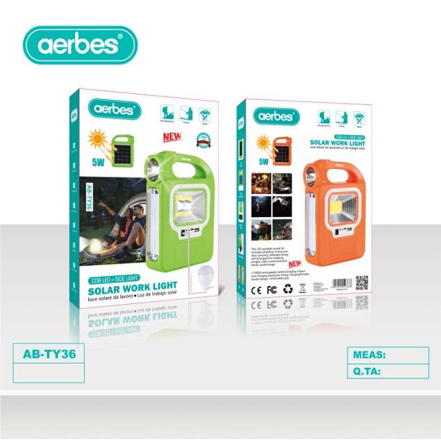 Aerbes AB-TY36 Solar Powered Emergency COB + LED Light