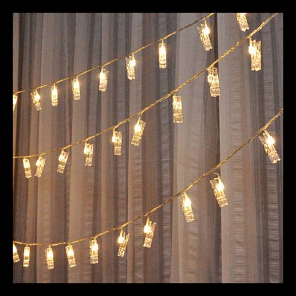 ZYF-37 Photo Clip Peg Fairy String Light Warm White With Tail Plug Extension 5M
