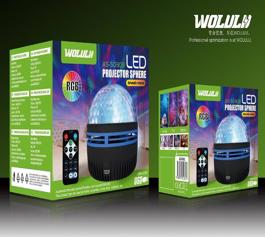 Wolulu AS-50303 LED Projection Sphere Wave Magic Ball Light with Remote Control