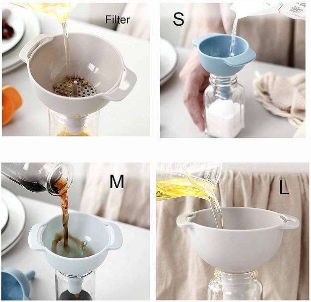4 in 1 Funnels Mini Funnels with Detachable Strainer