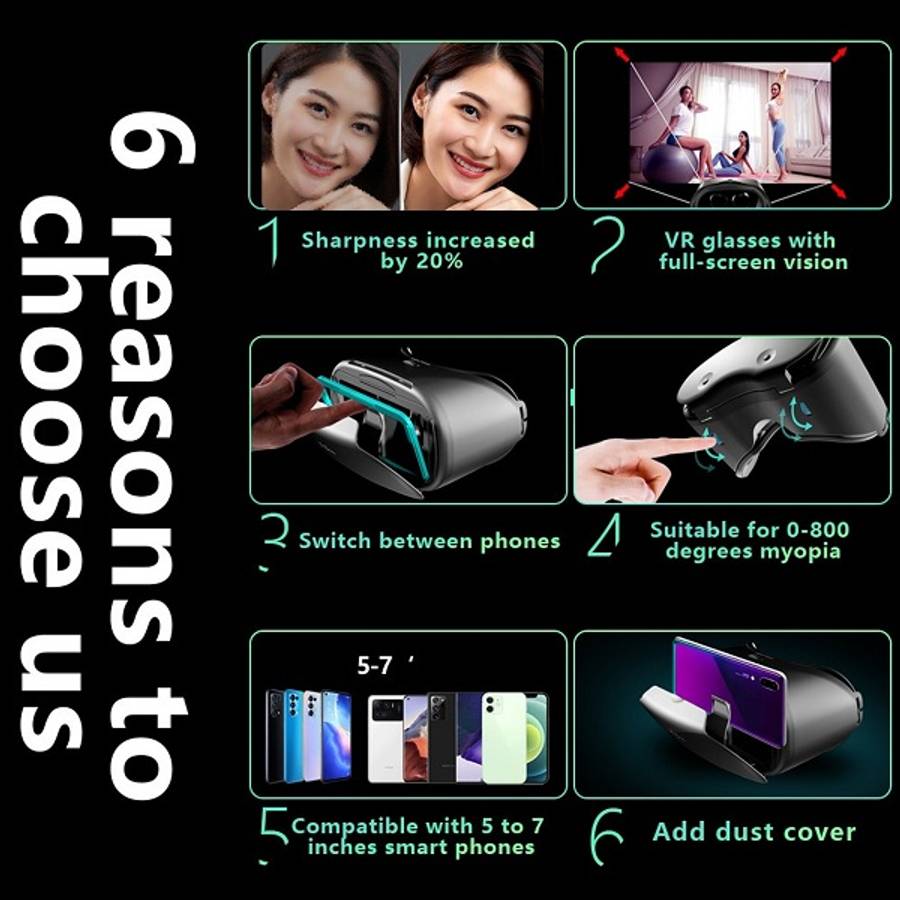 VRG Pro X7 VR Glasses Virtual Reality Wide Angle For 5 To 7 Inch Smartphone