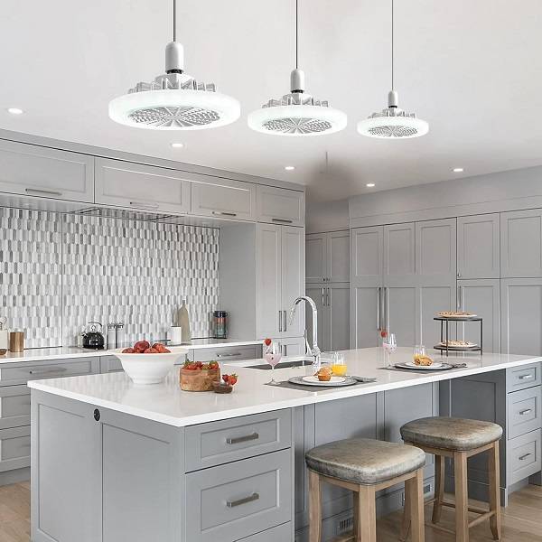 PM-118 E27 LED Ceiling Light 360° Rotation 6500k With Fan And Remote Control