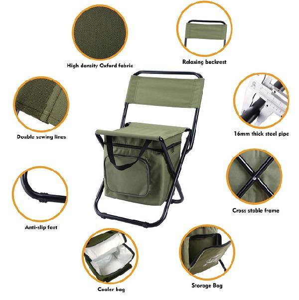 Jiageng JG20375292 Portable Folding Camping/Fishing Chair With Storage