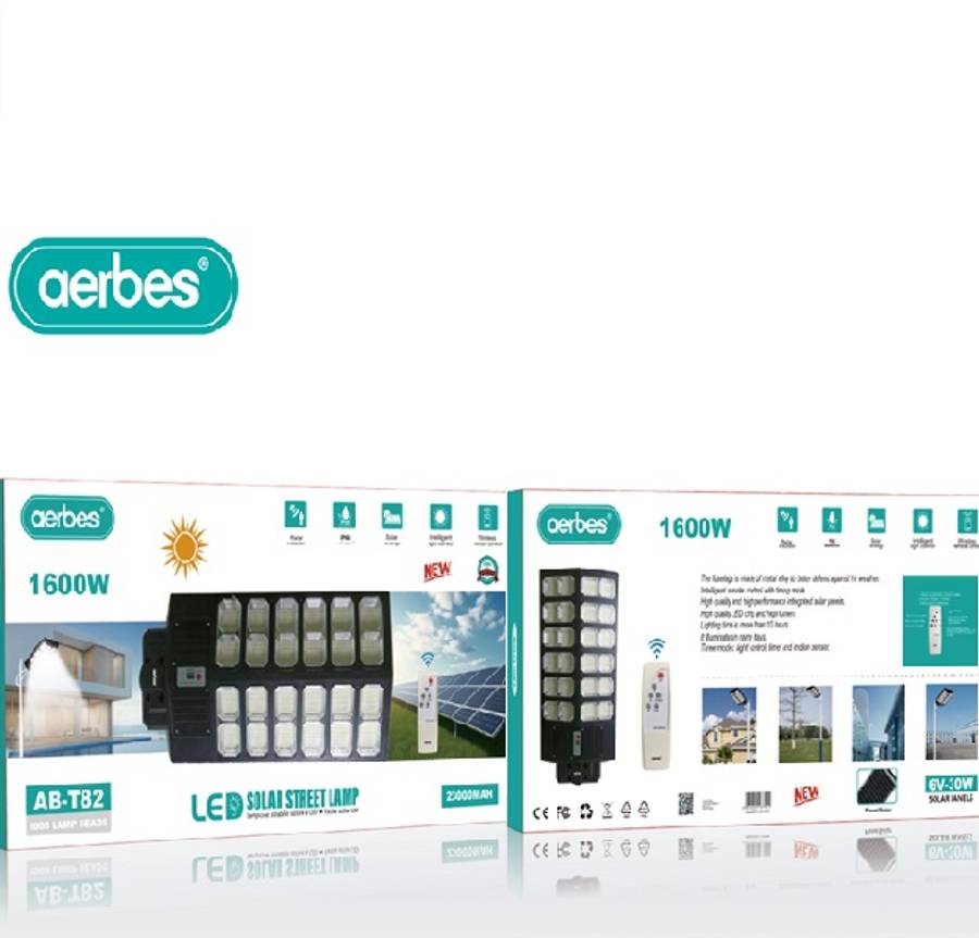 Aerbes AB-T82 1600W Solar Induction Street Light 6V 30W Panel With Remote Control