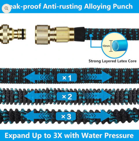 JG114 Expandable 15M Garden Water Hose Pipe, No-Kink with 10 Function Spray Nozzle