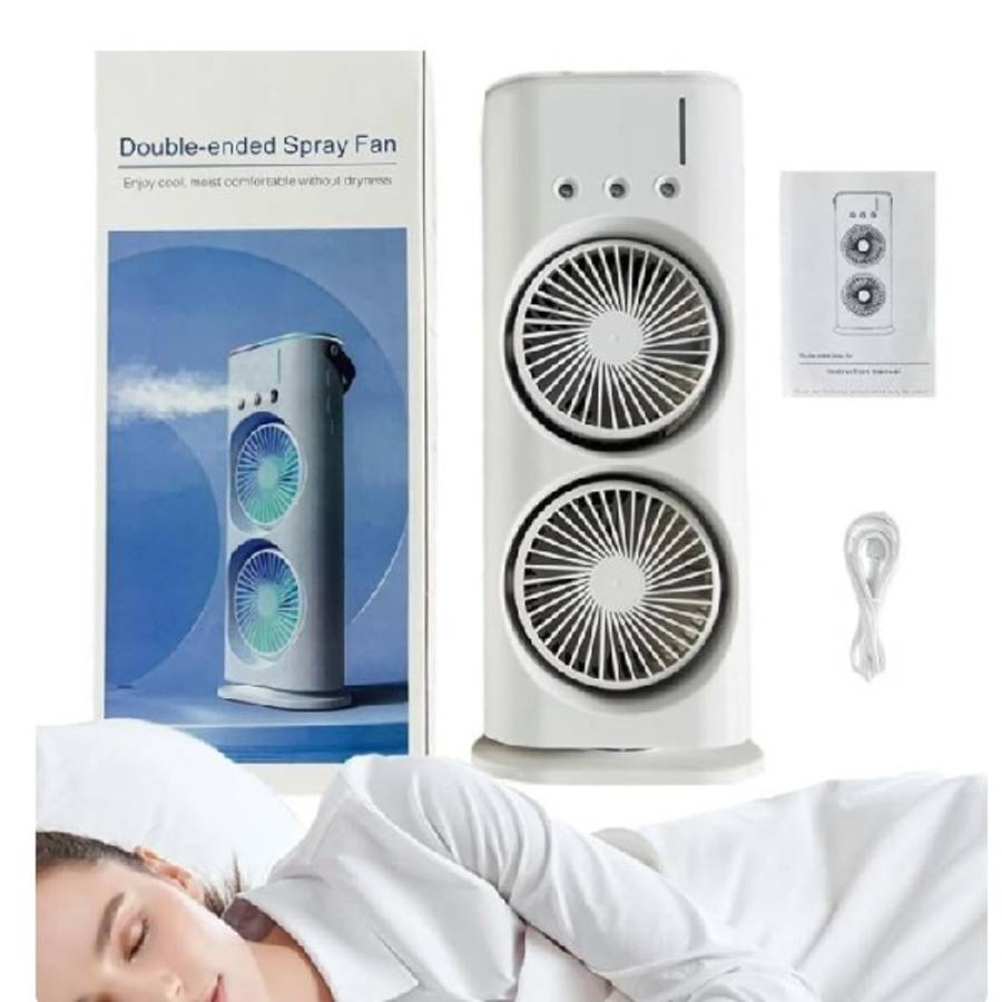 F18 Rechargeable LED Dual Spray Mist Fan With Light And Remote Control
