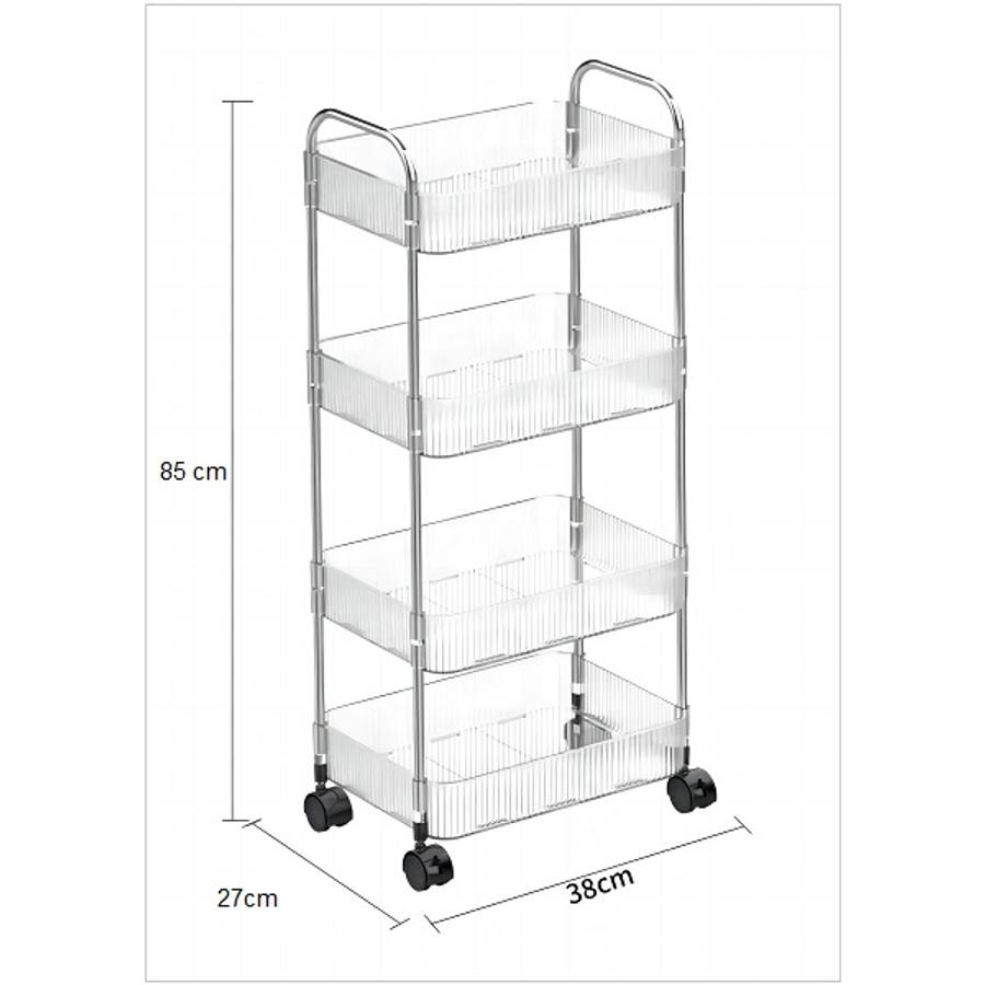 JG20375450 4 Tier Acrylic Trolley 38cm x 27cm x 85cm