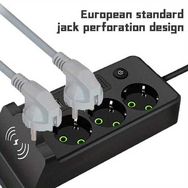 Aerbes AB-CP07-2M 220V 10A 2500W Round 2 Pin Power Socket Adapter 4 x USB And 1 x PD Port