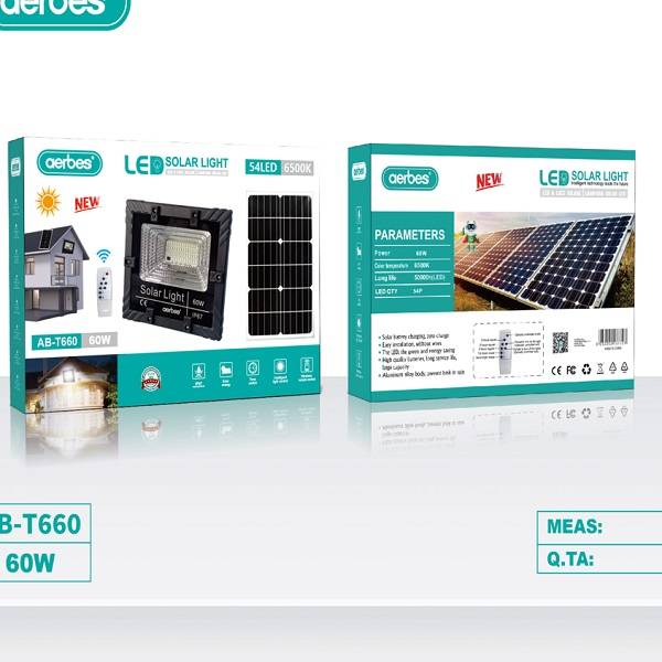 Aerbes AB-T660 60w 54LED 6500K Solar Powered Flood Light With Remote Control