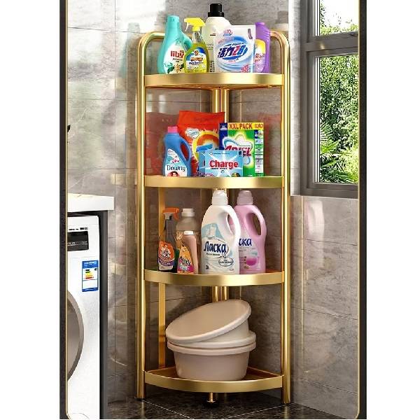 JG20375391 4 Tier Folding Corner Shelf With Triangle Storage Rack And 119cm Height