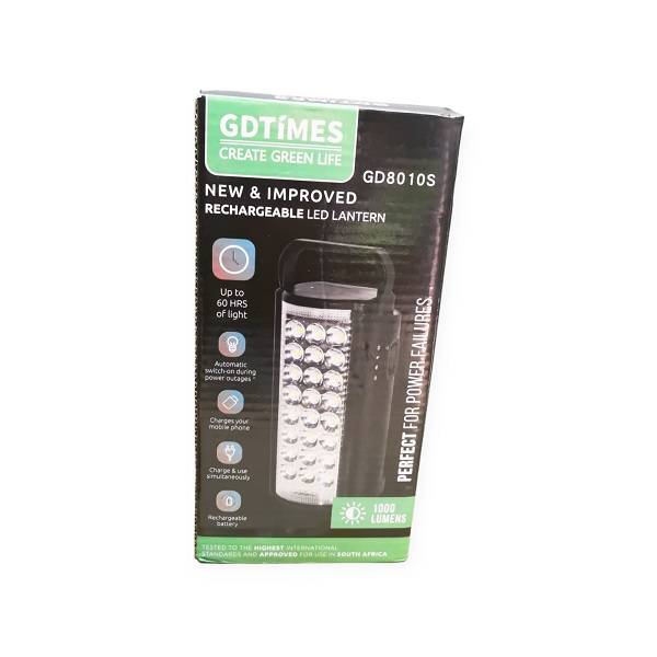 GDTimes GD-8010S 1000lms Rechargeable Lantern With Dc And USB Port, 4.5mah Battery